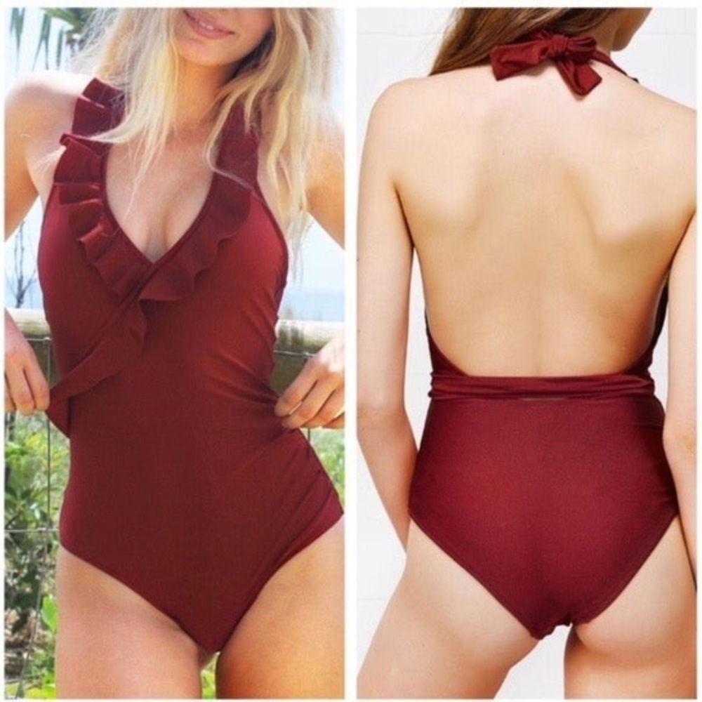 Cupshe red ruffle one piece swimsuit